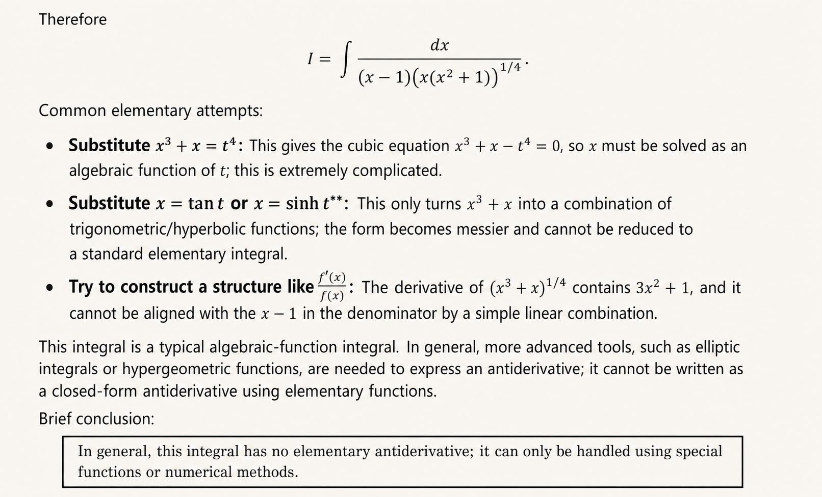 Quartic radical integral example: hidden identity and normalization variable as the entry point